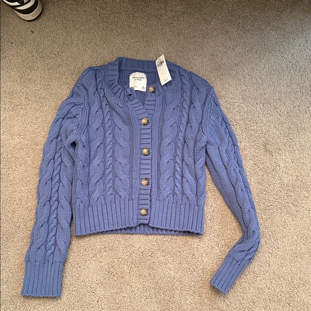 Abercrombie & Fitch Blue Cable Knit Cardigan
